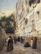 Gustav Bauernfeind Praying at the Western Wall, Jerusalem. china oil painting reproduction